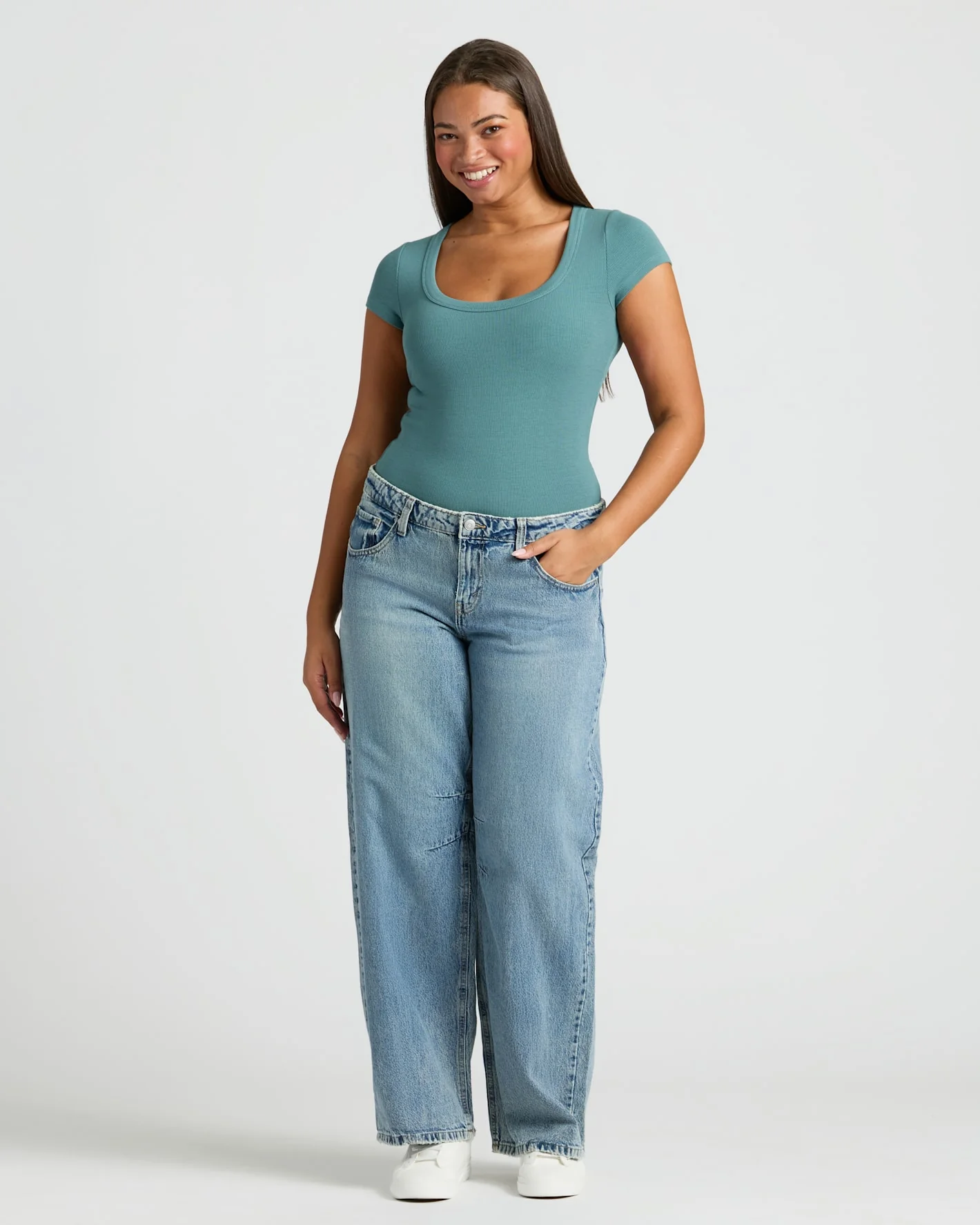 Womens Stormcloud Ribbed U-Neck Tee - Image 3