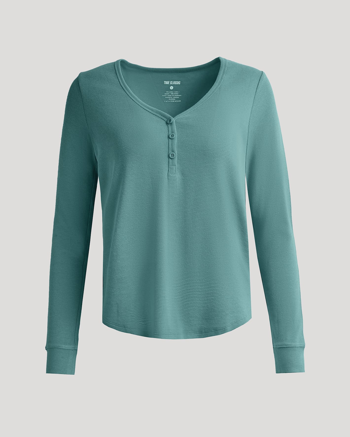 Womens Stormcloud Waffle Long Sleeve Boxy Henley - Image 2