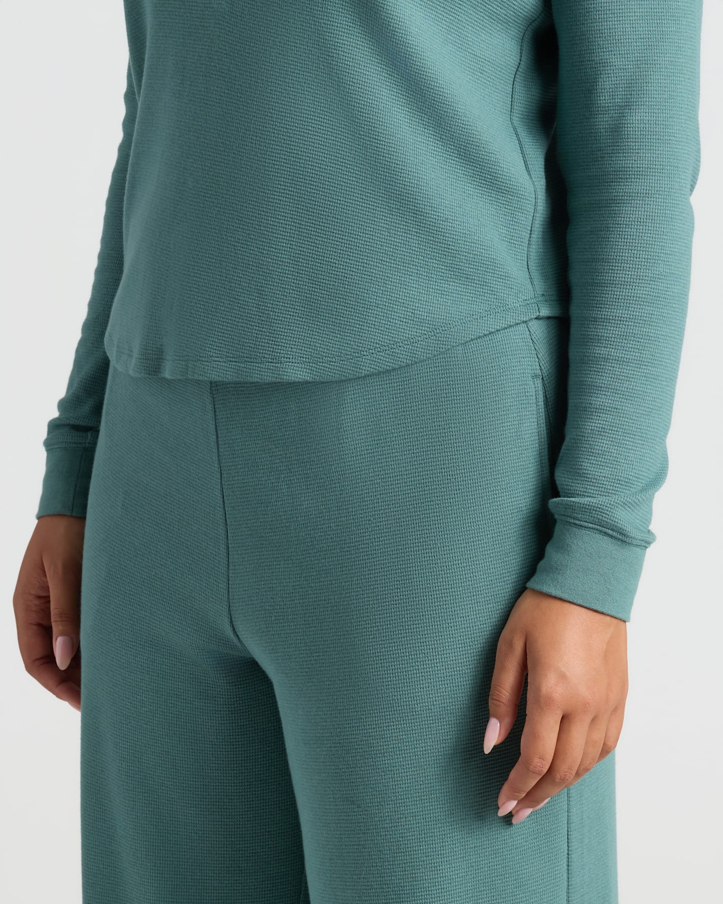 Womens Stormcloud Waffle Long Sleeve Boxy Henley - Image 6