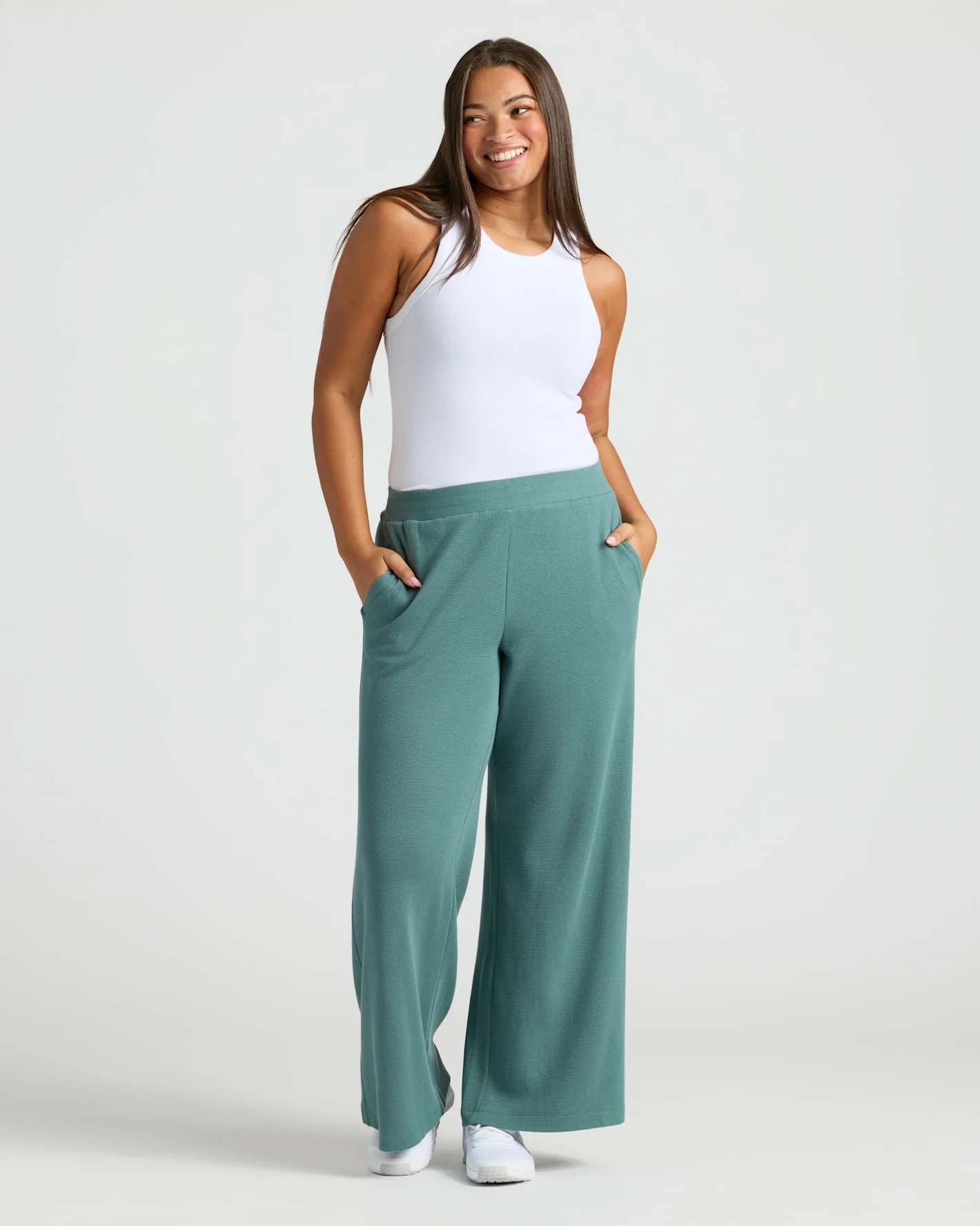 Womens Stormcloud Waffle Wide Leg Pants - Image 3