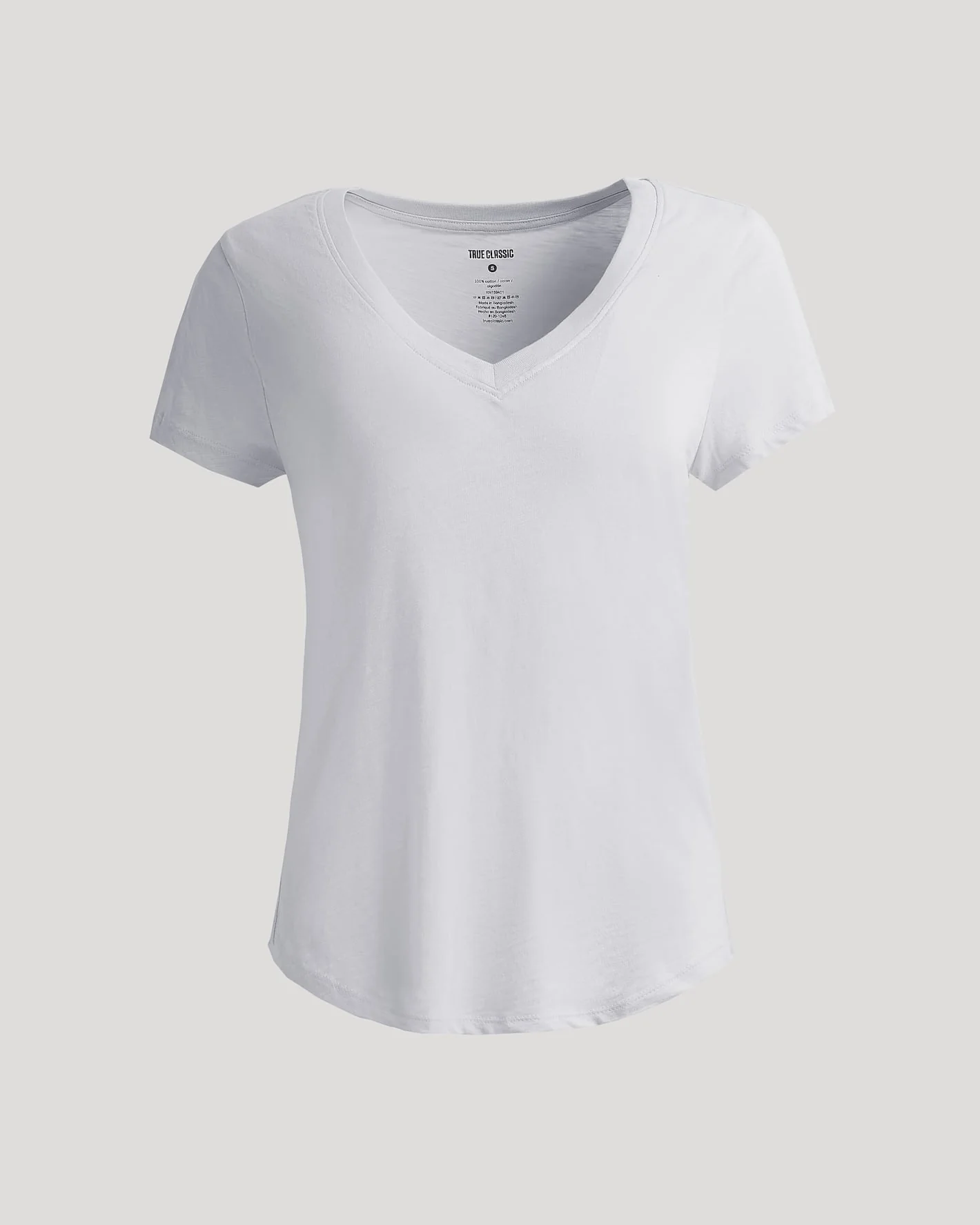 Womens White Relaxed Slub V-Neck Tee - Image 2