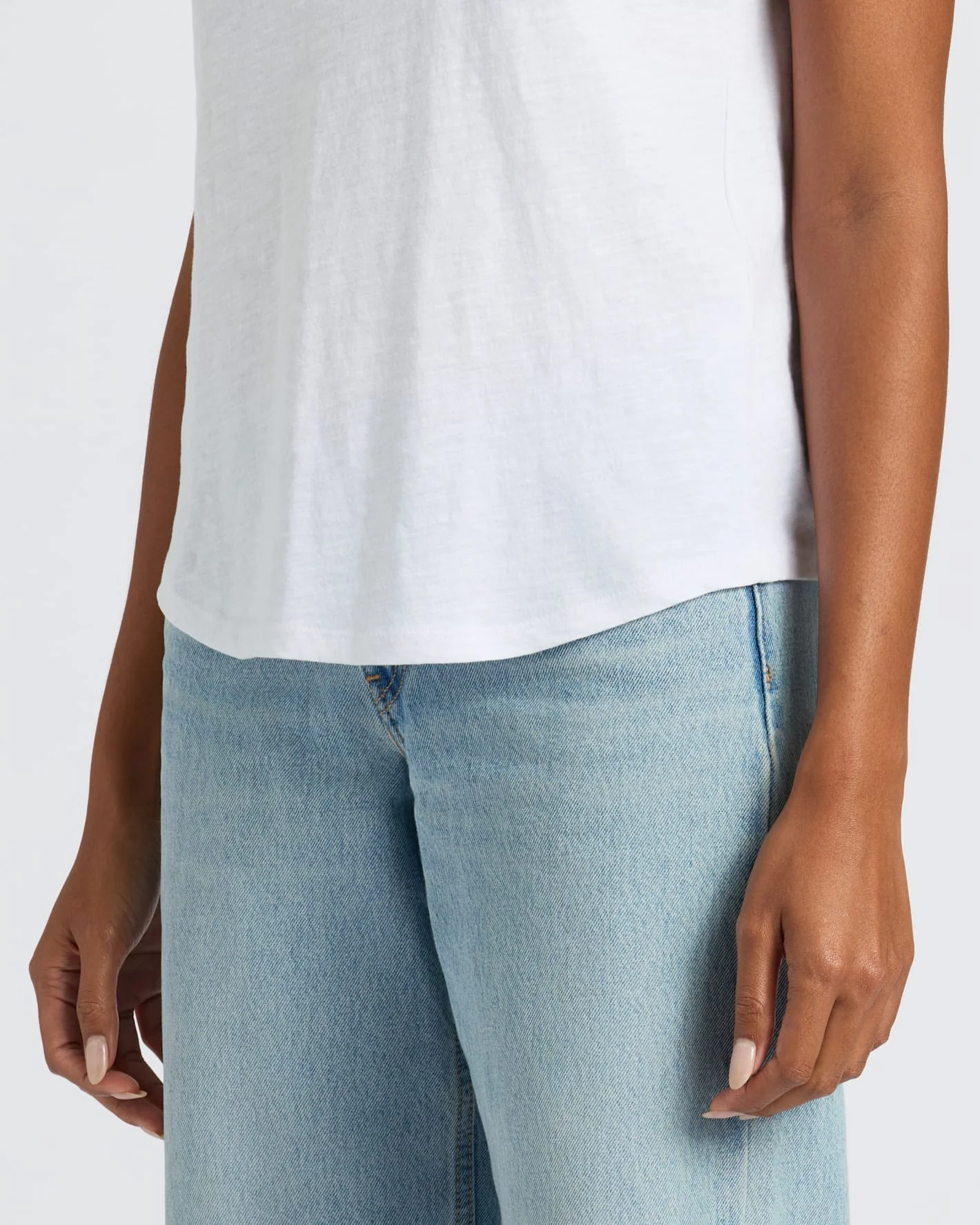 Womens White Slub Scoop Neck Tee - Image 7